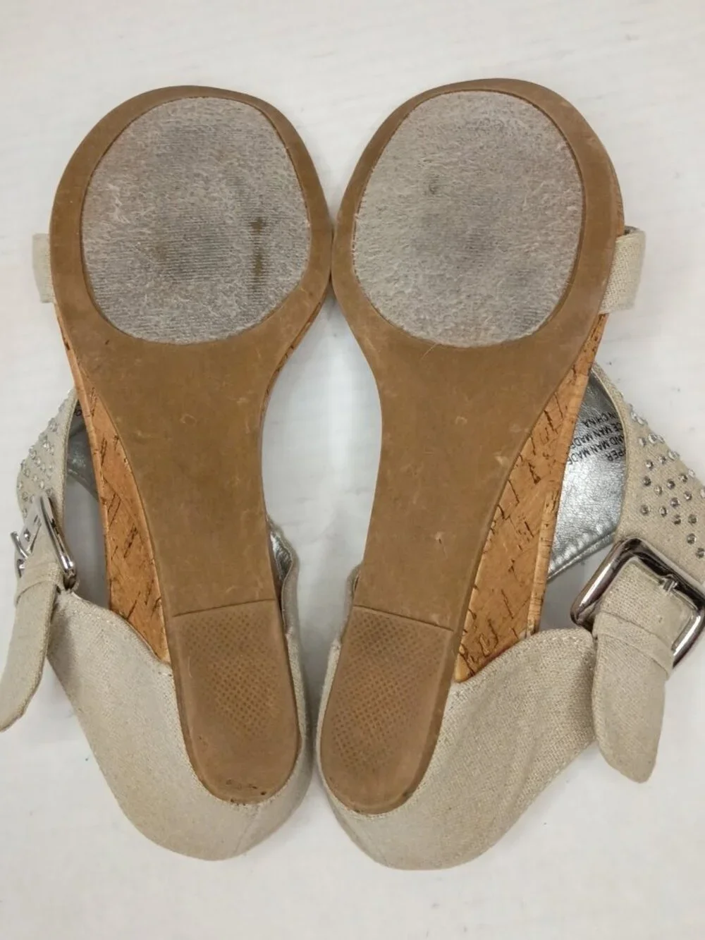 Rampage Sheryl Rhinestone Cork Wedge Sandals Women’s Size 6.5M